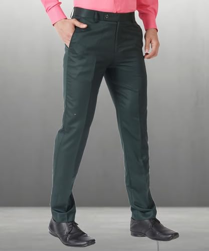 Image of MALENO Men's Slub Effect Solid Trouser | Classic Slim Fit Formal Trousers for Men | Slim Fit Trousers for Men