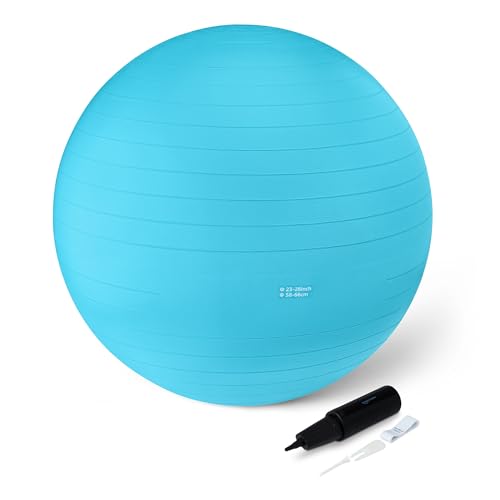 Amazon Basics - Pelota para Ejercicios de Yoga, 58-66 cm de diámetro, Color Turquesa