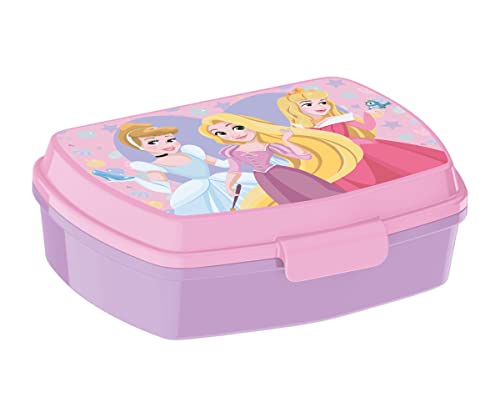 p:os Disney Princess 34212049 Boîte à déjeuner pour enfant avec un compartiment en plastique avec fermeture à clip pour maternelle, école et loisirs