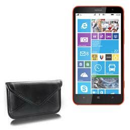 BoxWave Case Compatible with Nokia Lumia 1320 - Elite Leather Messenger Pouch, Synthetic Leather Cover Case Envelope Design - Jet Black