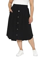 The Pink Moon Women's Midi Plus Size Skirt - (Black_5XL)