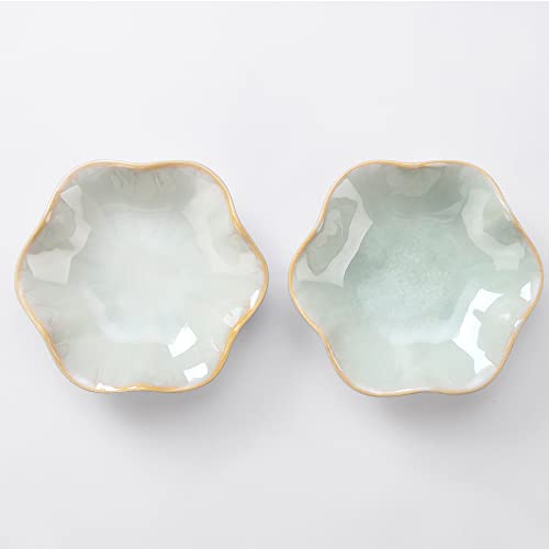 Image of JAMEND CLXP 2PCS Lotus Leaf Shape Ring Holder Dish, Small Key Bowl, Ceramic Trinket Tray Jewelry Dish Organizing Necklace Earrings for Mom Friend Sister, All Jewelries Are NOT Included, Light Green.
