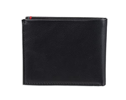 Guess Men's Leather Slim Bifold Wallet, Julian Black/Red, One Size #TOP2