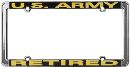 U.S. Army Retired Thin Rim License Plate Frame (Chrome Metal)