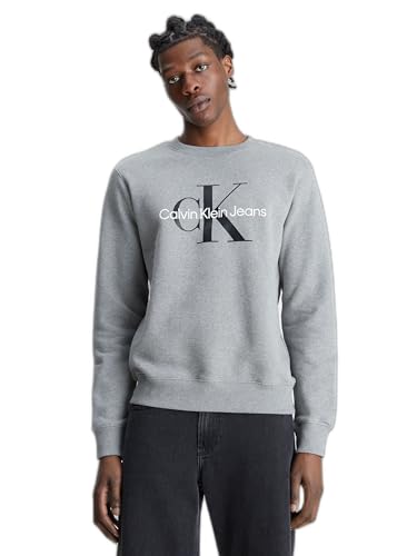 Calvin Klein Herren Sweatshirt Core Monologo ohne Kapuze, Grau (Mid Grey...