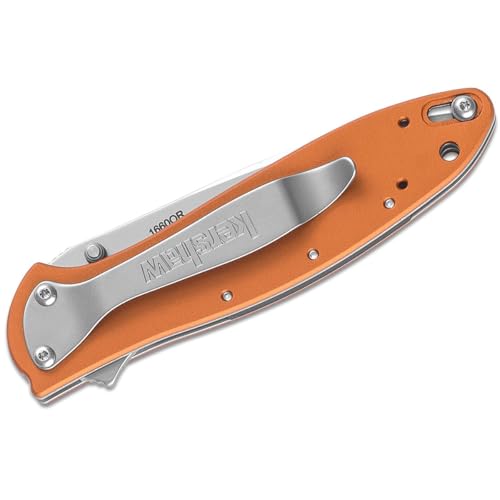 Image of Kershaw Leek, BlackWash Pocket Knife (1660BLKW); 3 Sandvik 14C28N Steel Blade, 410 Stainless Steel Handle, BlackWash Finish, SpeedSafe Assisted Open, Frame and Tip Locks, Reversible Pocketclip; 3 OZ