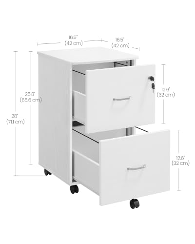 Image of VASAGLE 2-Drawer File Cabinet, Small Rolling, Locking, Printer Stand