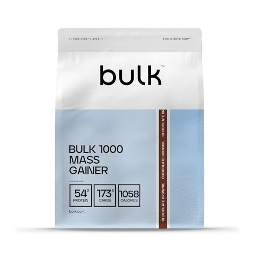 Bulk 1000 Mass Gainer Pulver | 2,5 kg | Schoko-Brownie | Hochkalorischer Gainer mit 51 g Protein & 165 g Kohlenhydraten pro Portion | Mindestens 1000 Kalorien pro Portion | Ideal für Masseaufbau