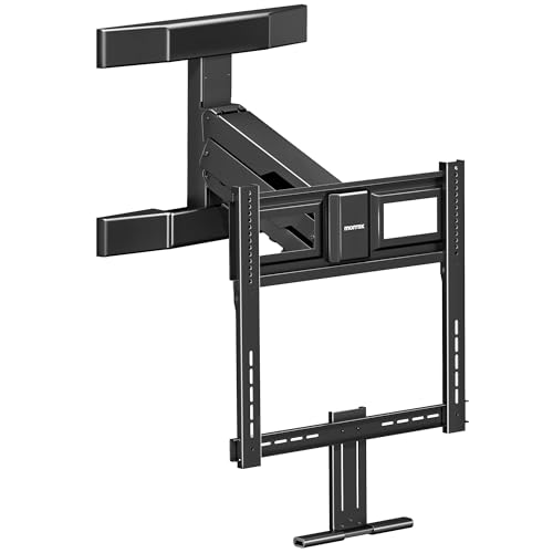 monTEK Fireplace Pull Down TV Mount for 43-86 Inch TVs Up to 99lbs Swivel & Leveling Drop Down TV Mount Pull Down TV Mount Over Fireplace with Padded Handle Bar Max VESA 600x400mm