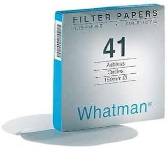 Whatman 41 Ashless Quantitative Filter Paper, 20-25um, 11cm: 100/Box