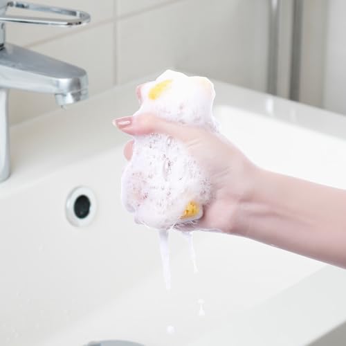 Image of Scrub Sponges Kitchen, Non-Scratch Scrub Dish Sponges, Dual-Sided Cleaning Sponges for Kitchen, Household, Bathroom 5 Pcs Brown