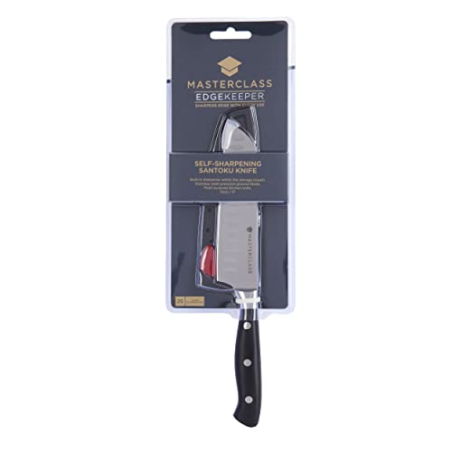 MasterClass Santokumesser, Edgekeeper rostfreier Stahl Selbstschärfendes Santokumesser, 12 cm (5"), Schalenverpackung, Schwarz – Ansicht 3