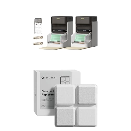 PETLIBRO RFID Automatic Cat Feeder for 2 Cats + Pet Food Desiccant Bag 6 Packs, Collar Tag Activated Personal Meal, 5G&2.4G Wi-Fi Programmable Food Dispenser for Multiple Cats with Different Diets