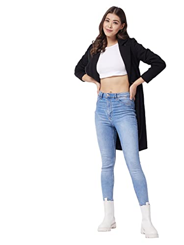 Image of Miss Chase Women's Polyester Knee Length V-Neck Full Sleeve Solid Jacket