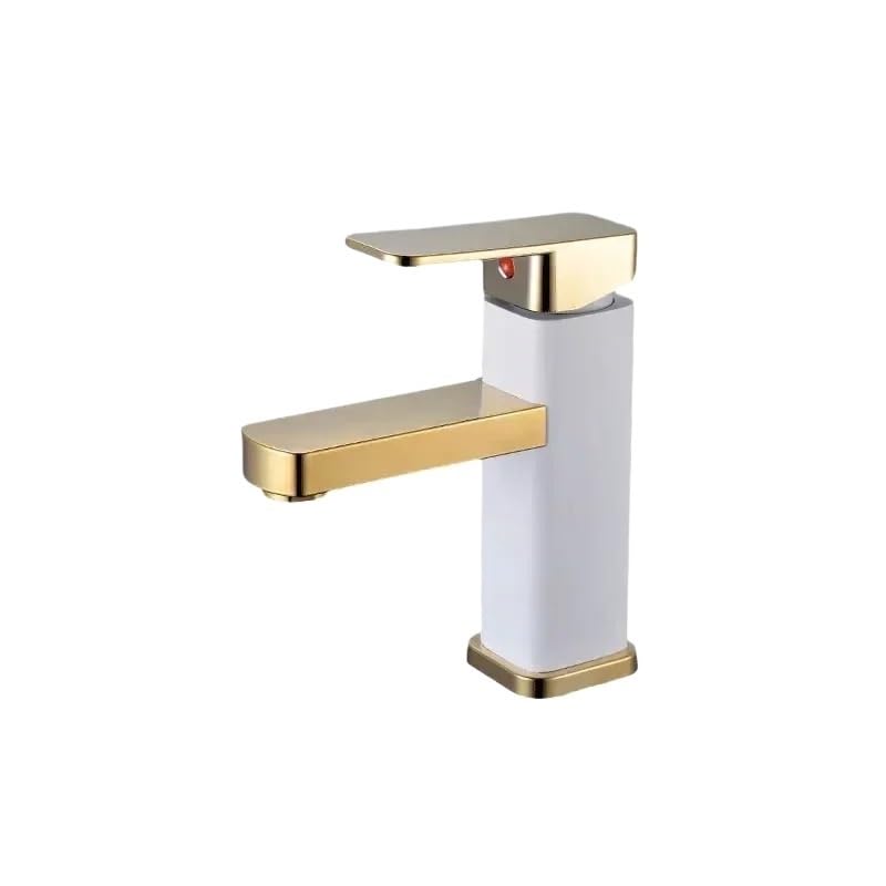 Robinet de lavabo en acier inoxydable VELORE au design haut de gamme or et blanc
