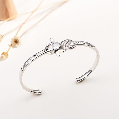 Yearace 925 Sterling Silver Engraved Faith Over Fear Heart Infinity Cross Charm Cuff Bangle Bracelet Sideways Cross Bracelet Bible Verse Religious Gift for Women Catholic4
