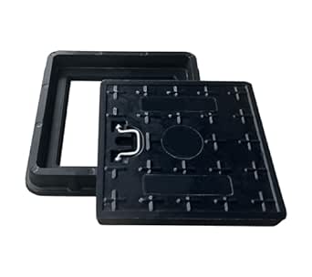 NATOTELA Manhole Cover Black Gully Schachtabdeckung mit Rahmen 30x30cm