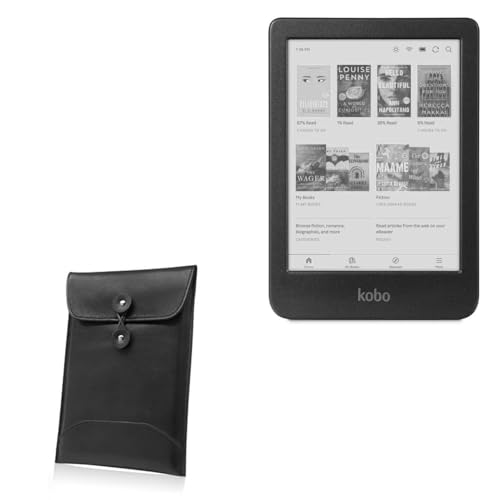 BoxWave Case Compatible with Kobo Clara Colour - Nero Leather Envelope, Leather Wallet Style Flip Cover
