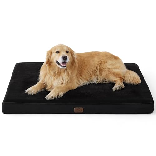 Bedsure Cama Perro Ortopédica Extra Grande - XXL Cama Perro Lavable con Funda Desenfundable y Evestimiento Impermeable, Espuma Viscoelástica, Negro, 120x74cm