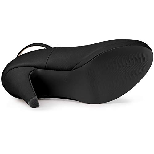 Allegra K Women's Round Toe Stiletto Heel Ankle Strap Black Pumps - 6 M Us #TOP4