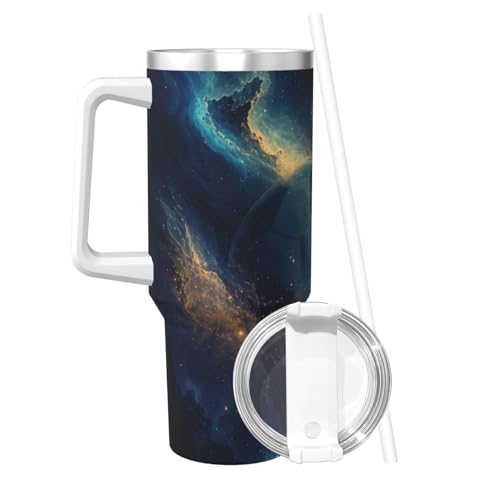 Vaso aislado de 40 oz t[strong]é[/strong]rmico Stellar Galaxy Soccer con asa resistente 3