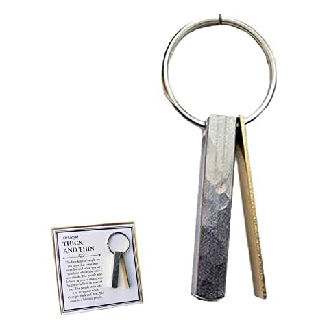 LCMJYABI Through Thick and Thin Keychain Creative Best Friends Keychain Friendship Keyring with Gift Card for True Friendship Gift for Him or Her Cover
