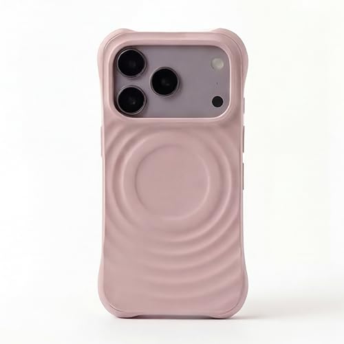 Image of amazon basics Shockproof Case for iPhone 17 Pro | Ripple Pattern | Camera Protection | Protective Cover with Enhanced Grip & Wireless Charging Support - Baby Pink