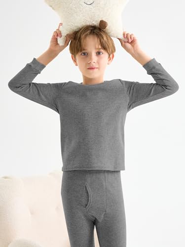 Resinta 3 Sets Boys Waffle Thermal Underwear Set Soft Winter Waffle Thermal Top and Bottom Long Johns Cotton Base Layer4