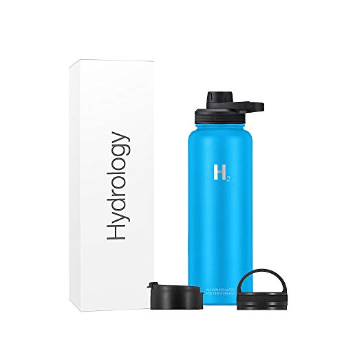 Hydrology Water Bottle Adventure Edition - with 3 LIDS Double Wall Vacuum Insulated