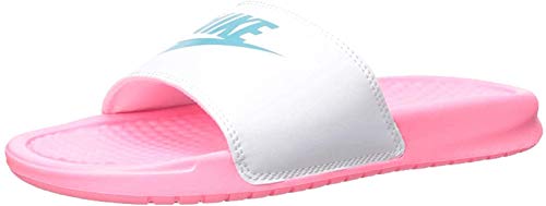Nike Women s Benassi Just Do It Slide Sandal, Sunset Pulse Teal Nebula-White, 10 Regular US