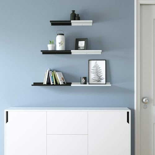 Image of OrganizeMee 24 Inch Black Wall Shelf - Metal Floating Shelf for Wall, Wall Mounted Shelves, Modern Wall Shelf for Bedroom & Living Room Storage, Minimalist Wall Mount Shelf (62cm Long X 20.9 Cm deep)