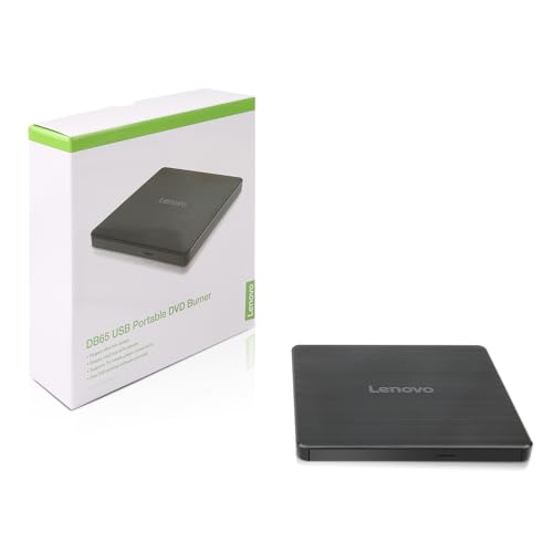 Image of Lenovo Ultra Slim DVD Burner DB65, Lightweight, Portable, 24x CD & 8x DVD-R Write Speeds, Pre-loaded Software, Mac & Windows Compatible