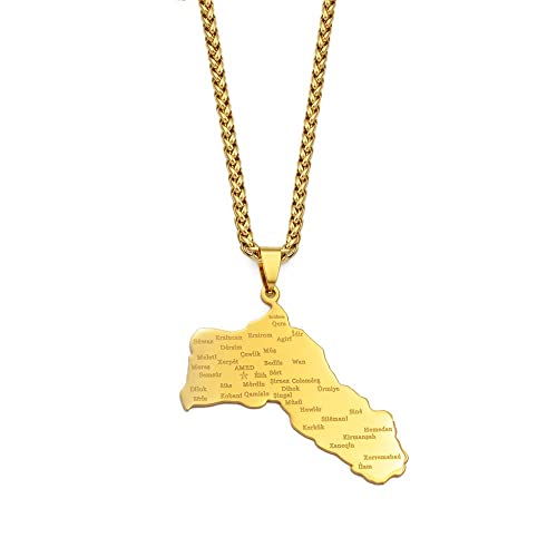 Karte Halskette - Big Size Charms Kurdistan Anhänger Halsketten Damen...
