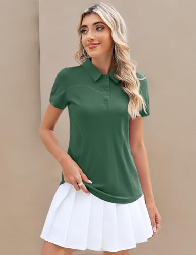 Image of TFSDOD Womens Golf Polo Shirts Collared Short Sleeve T Shirt Lightweight Moisture Wicking Polo Casual 3 Buttons Outfits
