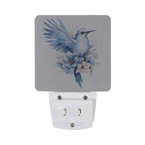Image of Blue Bird Fly Night Lights 2 Pack Plug-in Wall Led Nightlight Auto Dusk-to-Dawn Sensor Lamps for Bedroom Kitchen Bathroom