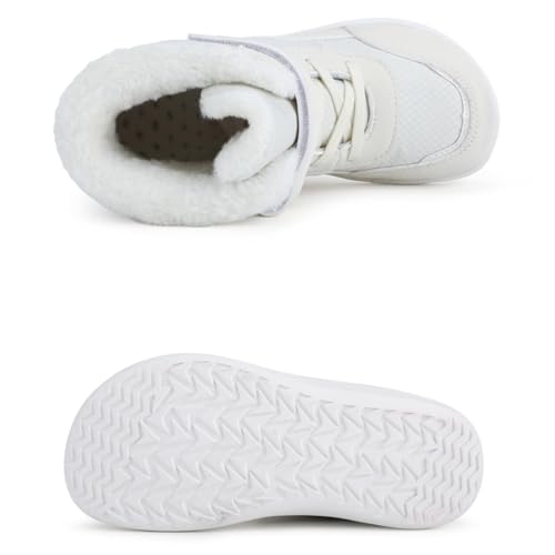 Little Kid Lined Plush Sport Shoes Boys Girls Wide Winter High Top Sneakers Faux F𝐮r Ankle Boots Warm Walking Shoes3