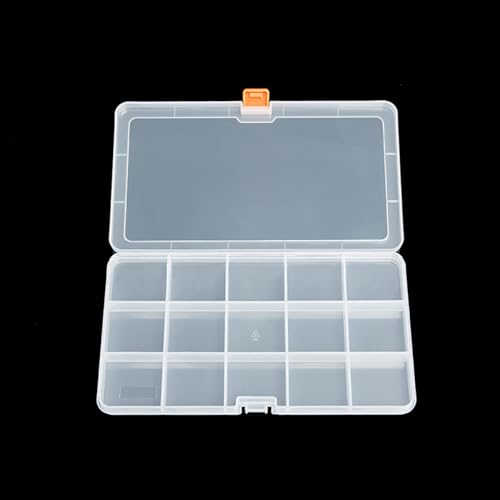 Image of Jewelry Organizer (2 Pack) Clear Plastic Organizer Box (15 Girds), Beads Storage Containers Box for Small Items and Other Craft Projects,Size 7.91 x 4.37 x 0.71 in
