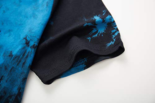 KLIEGOU Mens Hip Hop Tie-Dyed Hipster Curve Hem T Shirt4