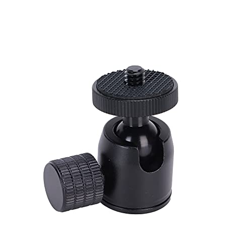 Denash 360 Degree Mini Ball Head, Mini Ball Head for Camera Tripod, Mini Ball Head, 1/4 Inch Screw and Hot Shoe Mount Adapter with 1 Mini (black ball), Denashbyth86frgq-11