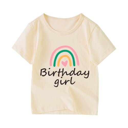 Image of Birthday Shirt Girls Toddler T-Shirts Unicorn Mermaid Birthday Tees Little Kids Top Outfit White Pink 2nd 3rd 4th 5th 6th 7th