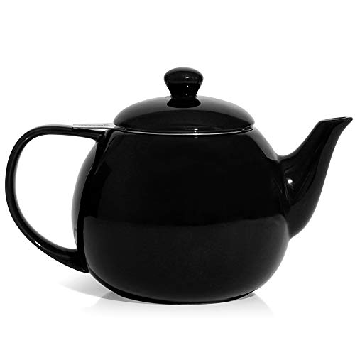 Sweese 221112 Teapot Porcelain Tea Pot with Stainless Steel Infuser Blooming Loose Leaf Teapot - 27 ounce Black