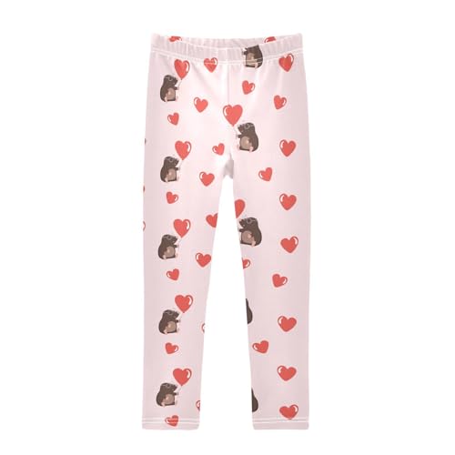 ZZKKO Girls Leggings Cute Moles with Hearts Toddler Girls Clothes Leggings for Girls Toddler Girls Leggings 3-4T