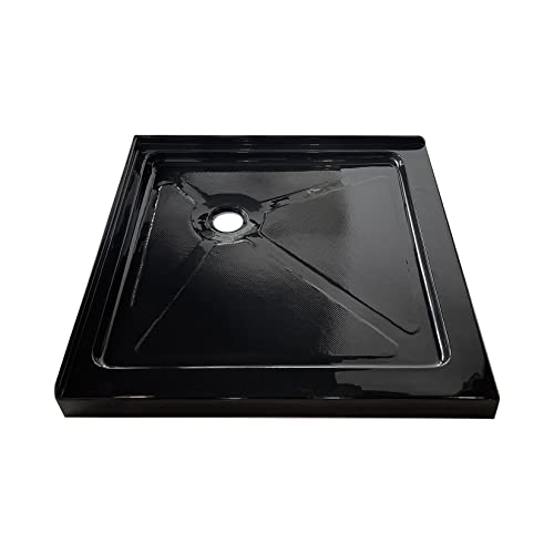 Ckb 36 In. D X 36 In. W X 3-1/2 In. H Corner Drain Shower Base Double Threshold Neo-Angle, Nonslip,Black #TOP21