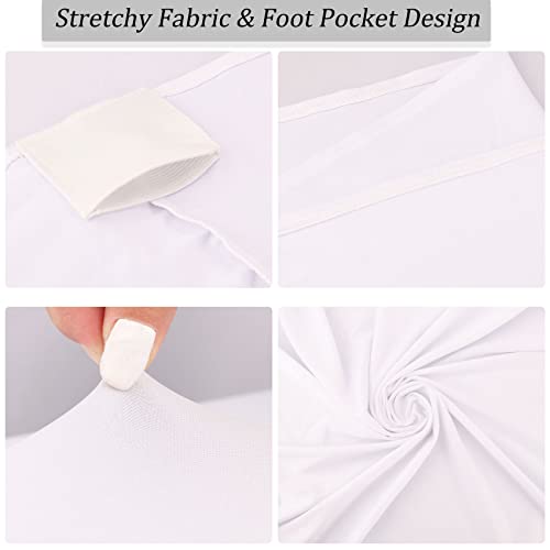 Image of Fivenl 4 Pack 32x43 Inch Cocktail Table Cover Spandex Stretch Square Corners Tablecloth, White Cocktail Fitted High Top Table Cloth for Bar, Weddings, Birthday, Banquet, Outdoor Party (White)