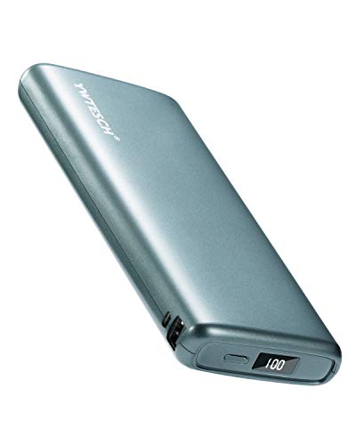YWTESCH Batería Externa Movil 20000mAh, Power Bank 2 Salida y 2 Entrada (2A+2A), Pantalla Digital LCD Inteligente, Dos Cables, Cargador Portátil Compatible con iOS/Androide/Tableta