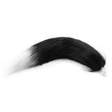 Fancy Dress Cosplay Costume Halloween Party Fox Tail Fashion Woman Bag Pendant (Black/White)