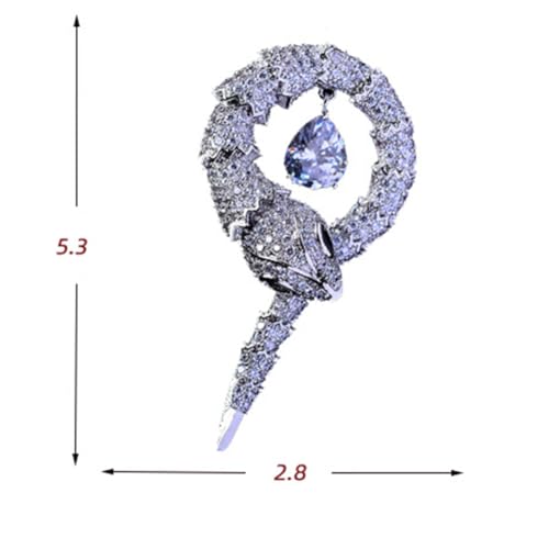 Broche serpent plaqué or et argent aux gros strass ciselés