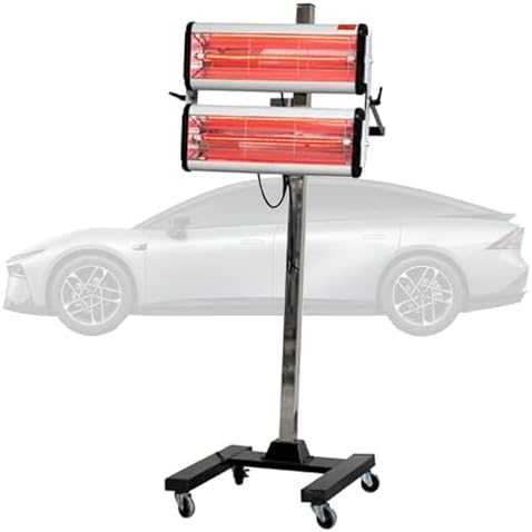 Infrared Paint Curing Heater, 2 Lamp Short Wave Drying System for Car Spray Booth, 220V Auto Paint Dryer, Fast Drying, Efficient Heat for Professional Finish