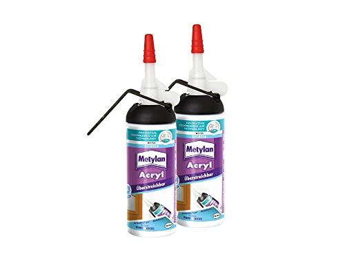 Metylan Struktur Acryl Wand und Decke, dehnfäige Dichtmasse für Anschlussfugen, mit easy pulse System für direkten Gebrauch ohne Katuschen Pistole, altweiss, 2x100ml