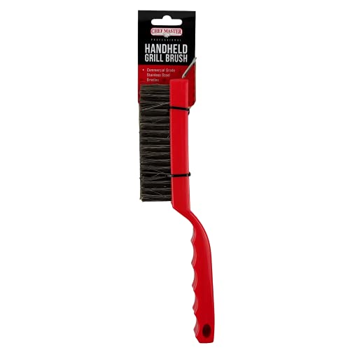 Chef Master 90044 Grill Brush | Handheld Small Grill Cleaning Brush | 2 in 1 | Wire Bristles | Scraper Head | Comfortable Handle | Heavy Duty Plastic Construction #1